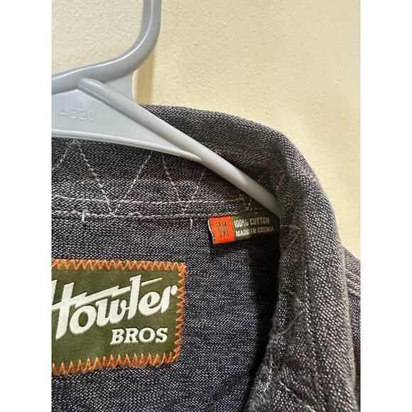 Howler Bros Sz M Tallier Work Short Gray Wash Button Up Thick Longsleeve - Great - Picture 5 of 8